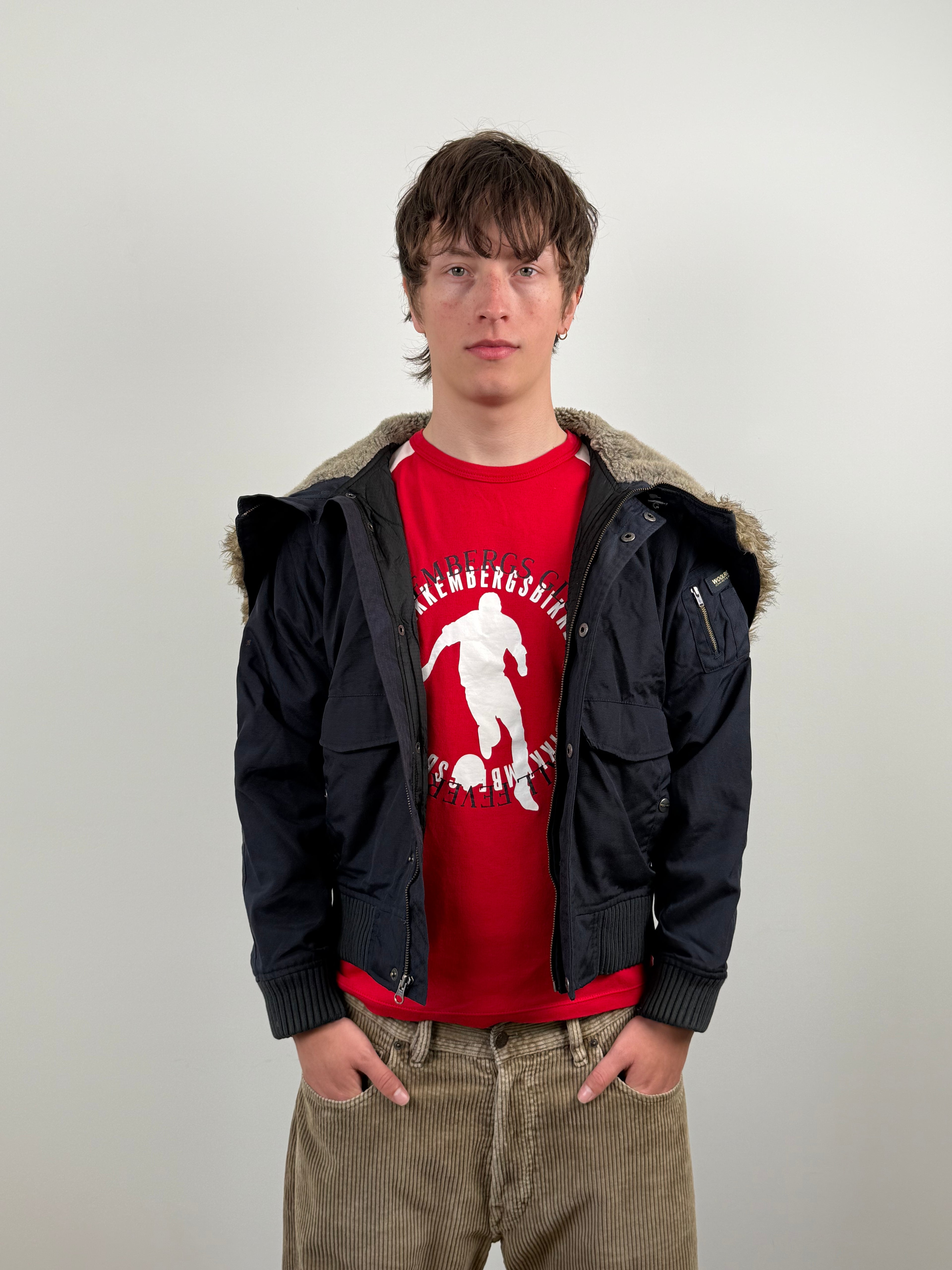 NAVY BLUE BOMBER FUR BY WOOLRICH&nbsp;
