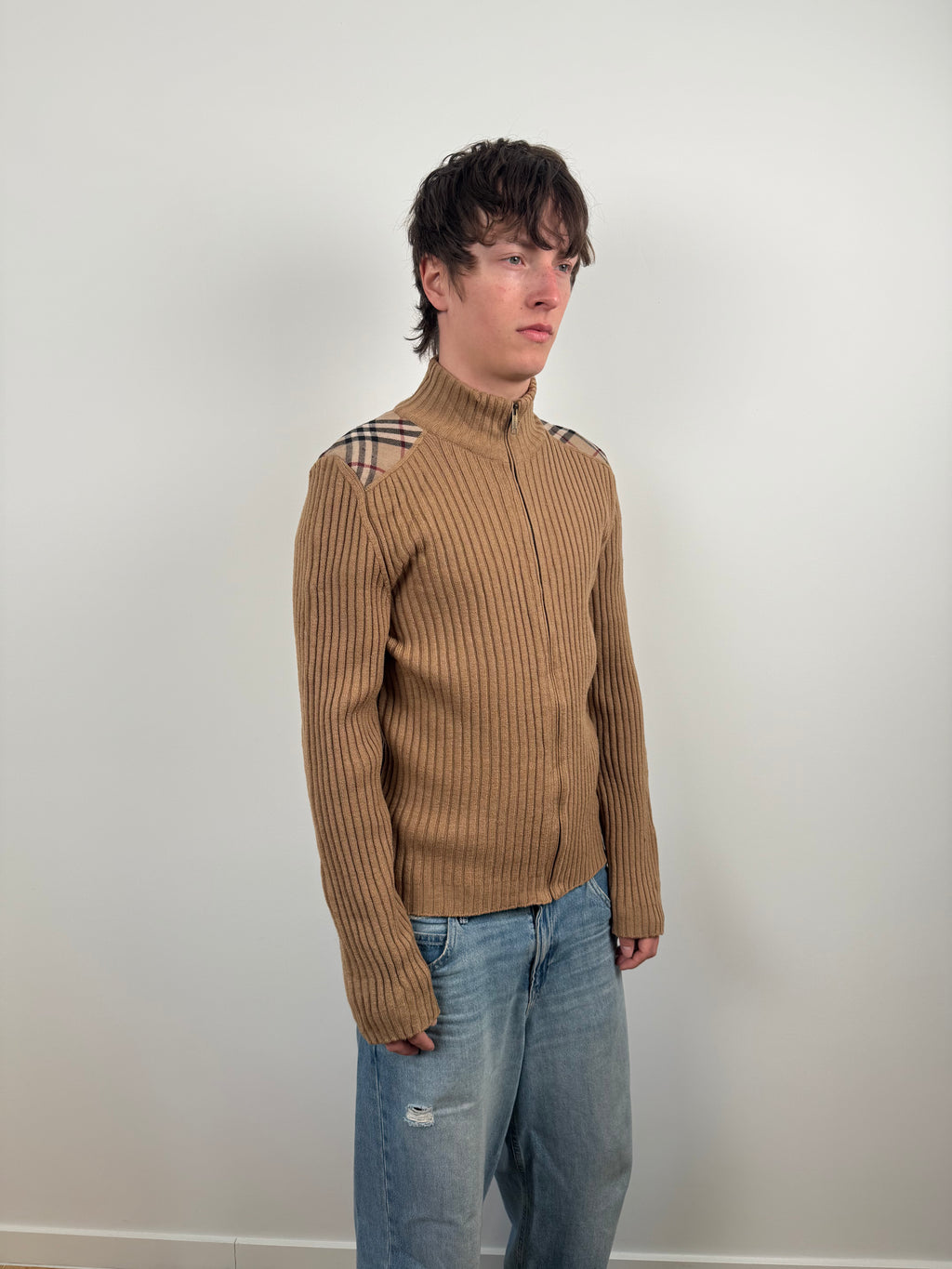 COTTON KNIT ZIP SWEATER BY BURBERRY&nbsp;