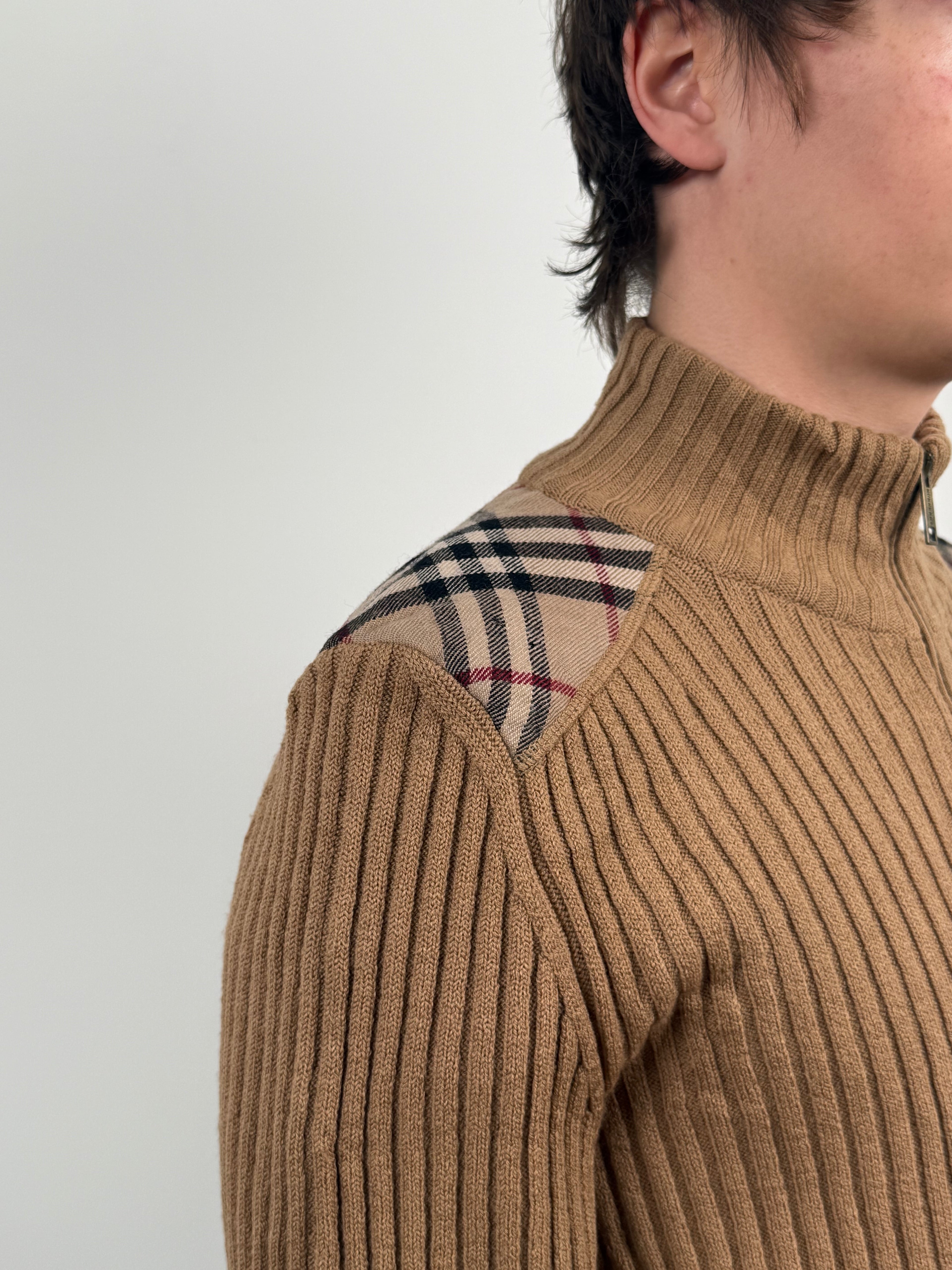 COTTON KNIT ZIP SWEATER BY BURBERRY&nbsp;