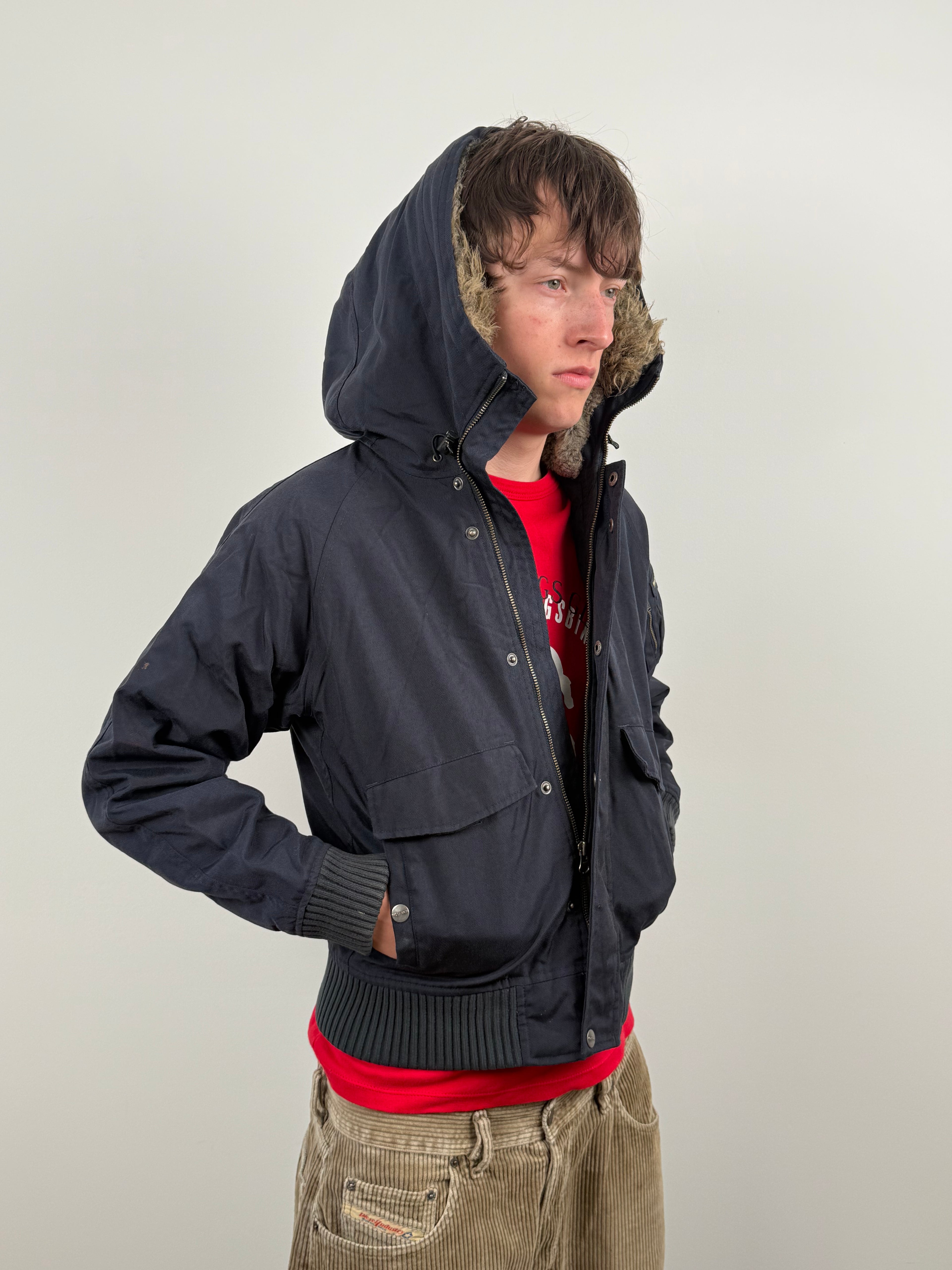 NAVY BLUE BOMBER FUR BY WOOLRICH&nbsp;