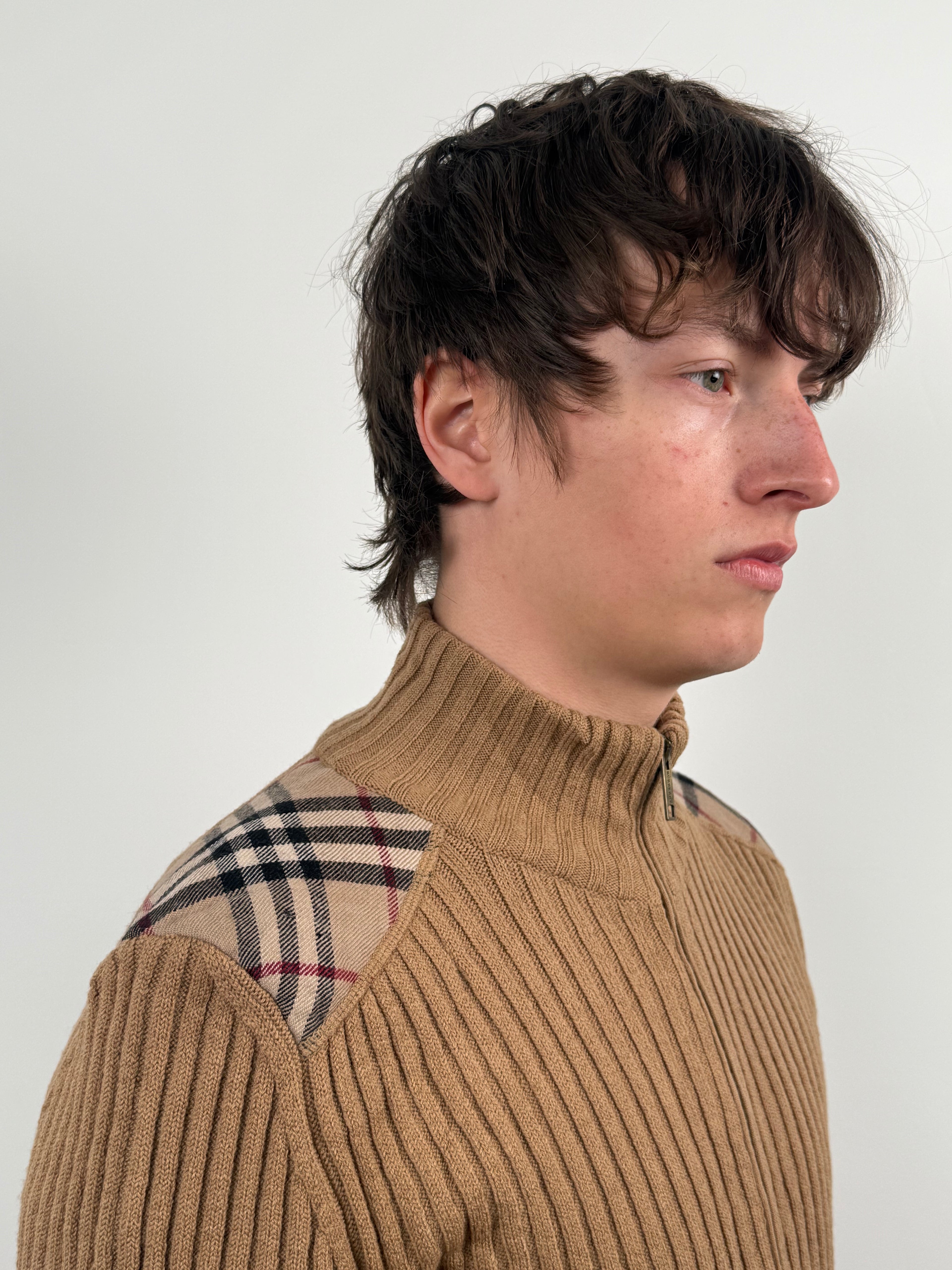 COTTON KNIT ZIP SWEATER BY BURBERRY&nbsp;