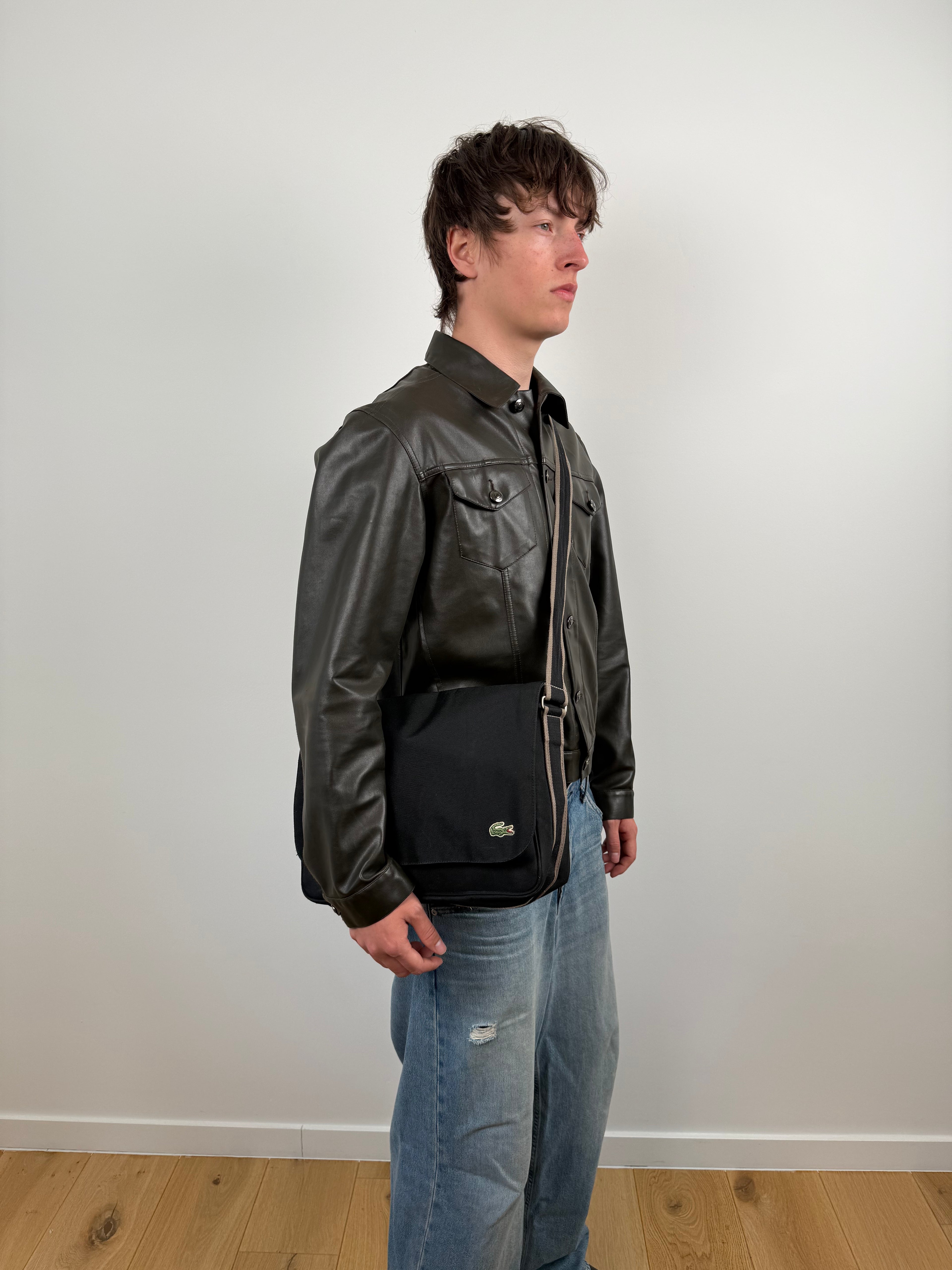 KAKI LEATHER TRUCKER JACKET BY HUGO BOSS